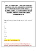 REAL ESTATE EXPRESS &ndash; COLORADO CLOSINGS FINAL EXAM 2025-2026 ACTUAL EXAM QUESTIONS  AND CORRECT DETAILED ANSWERS
