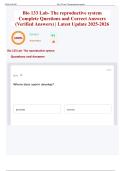 Bio 133 Lab- The reproductive system Complete Questions and Correct Answers &lpar;Verified Answers&rpar; &vert; Latest Update 2025-2026