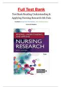 Test Bank For Reading&comma; Understanding&comma; and Applying Nursing Research 6th Edition by James A&period; Fain&vert; 9781719641821&vert; All Chapters 1-15&vert; LATEST 2025