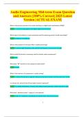 Audio Engineering Mid-term Exam Question  and Answers &lbrack;100&percnt; Correct&rsqb; 2025 Latest  Version &vert;ACTUAL EXAM&vert; 