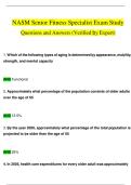 NASM Senior Fitness Specialist Exam Study    Questions and Answers &lpar;Verified by Expert&rpar;   Questions and Answers &lpar;Verified Answers&rpar; &vert;&vert; 100&percnt; VERIFIED &sol;&sol; A&plus; GRADED 2025&sol;2026