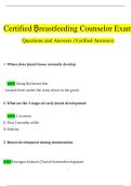 Certified Breastfeeding Counselor Exam    Questions and Answers &lpar;Verified by Expert&rpar;   Questions and Answers &lpar;Verified Answers&rpar; &vert;&vert; 100&percnt; VERIFIED &sol;&sol; A&plus; GRADED 2025&sol;2026