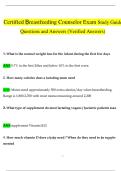 Certified Breastfeeding Counselor Exam Study Guide    Questions and Answers &lpar;Verified by Expert&rpar;   Questions and Answers &lpar;Verified Answers&rpar; &vert;&vert; 100&percnt; VERIFIED &sol;&sol; A&plus; GRADED 2025&sol;2026