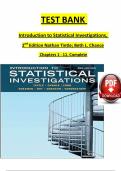 Introduction to Statistical Investigations &lpar;2nd Edition&comma; Beth L&period; Chance&rpar; &ndash; Complete Test Bank 2025 Update with Verified A&plus; Solutions&excl;&excl;