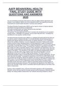 AAFP BEHAVIORAL HEALTH  FINAL STUDY GUIDE WITH  QUESTIONS AND ANSWERS  2025