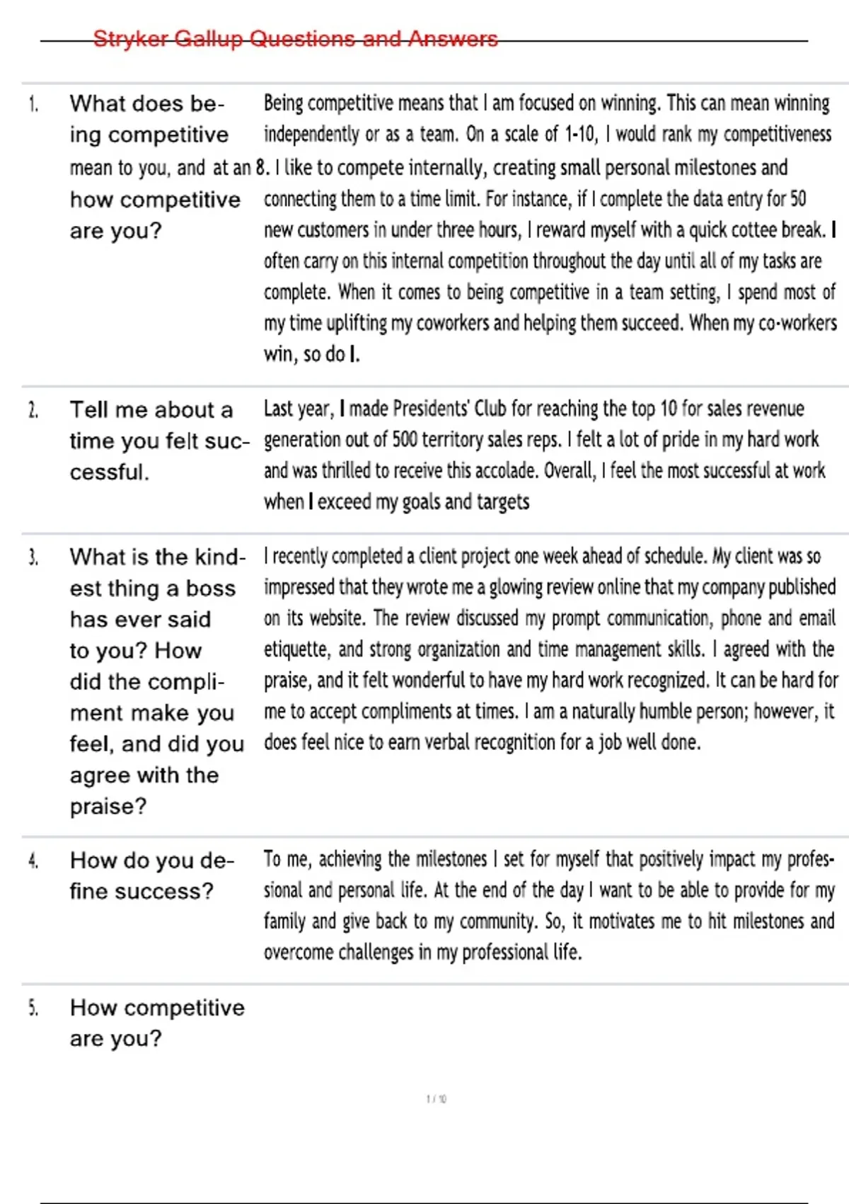 Stryker Gallup Interview Assessment Study Guide and Practice Questions Updated 2025/2026 with ...