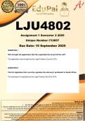 LJU4802 Assignment 1 (COMPLETE ANSWERS) Semester 2 2025 (733857) - DUE 10 September 2025
