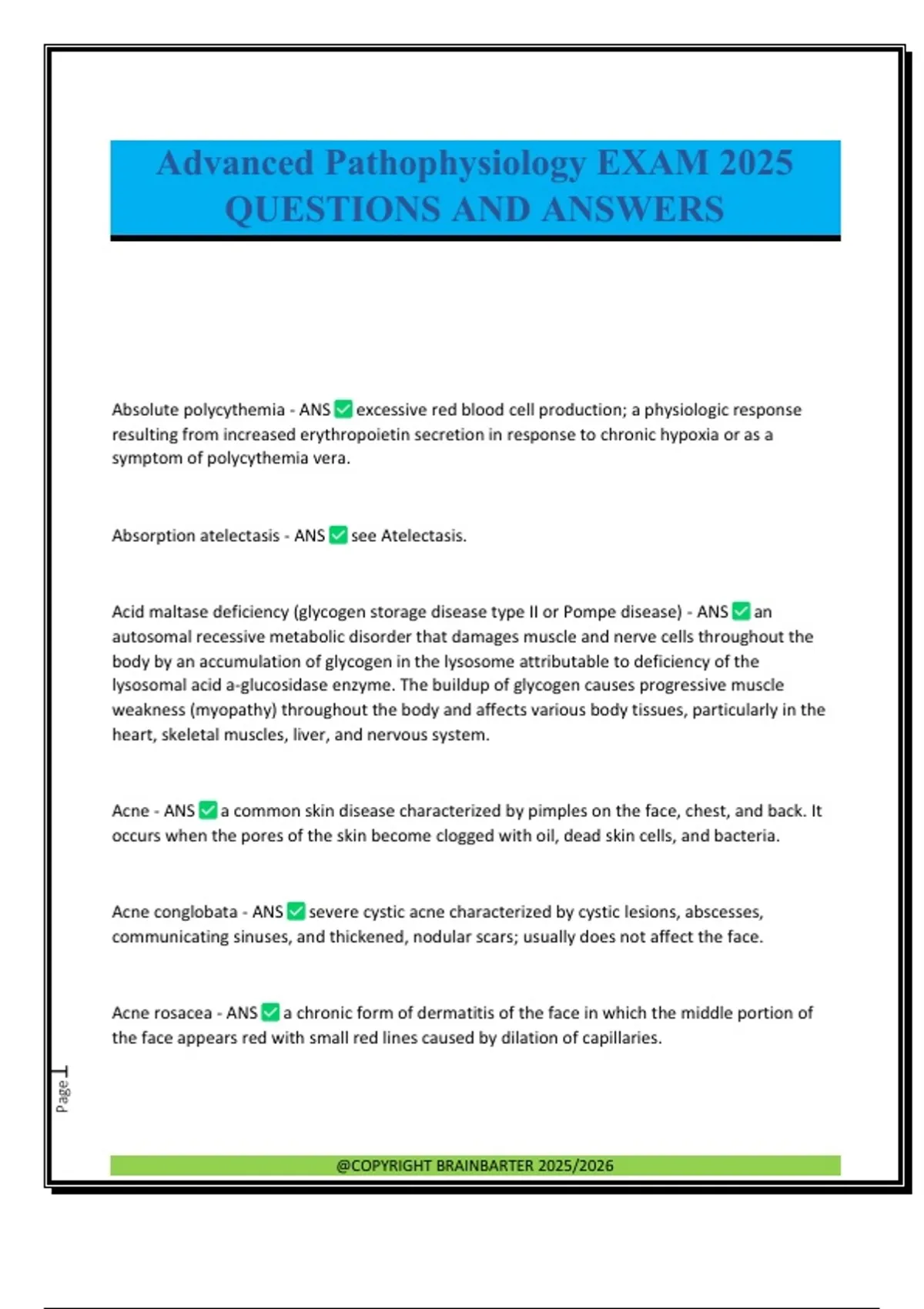Advanced Pathophysiology EXAM 2025 QUESTIONS AND ANSWERS - Advanced ...