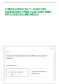 INTRODUCTION TO IT - D322&sol; PRE-ASSESSMENT PFQO QUESTIONS WITH 100&percnt; VERIFIED ANSWERS&excl;&excl;
