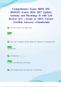 Comprehensive Exam&colon; BIOS 252&sol; BIOS252 &lpar;Latest 2026&sol; 2027 Update&rpar; Anatomy and Physiology II with Lab Review&vert; Q&sol;A &vert; Grade A&vert; 100&percnt; Correct &lpar;Verified Answers&rpar; -Chamberlain