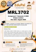 MRL3702 Assignment 1 &lpar;COMPLETE ANSWERS&rpar; Semester 2 2026 - DUE August 2026