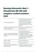 Nursing Informatics Quiz 1 - Chamberlain NR 360 with complete verified solutions 2025