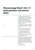 Pharmacology Week 1 &lpar;Ch&period; 1-7 book questions and answers 2025&rpar;&period;