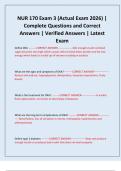 NUR 170 Exam 3 &lpar;Actual Exam 2026&rpar; &vert; Complete Questions and Correct Answers &vert; Verified Answers &vert; Latest Exam
