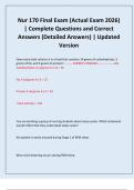 Nur 170 Final Exam &lpar;Actual Exam 2026&rpar; &vert; Complete Questions and Correct Answers &lpar;Detailed Answers&rpar; &vert; Updated Version