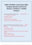 NURS 170 EXAM 1 Actual Exam 2026&vert; Complete Questions and Correct Answers &vert; Graded A&plus; &vert; Verified Answers&excl;