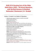 NUR 2214 Nursing Care of the Older Adult Quiz 4 2025 &ndash; 50 Actual Questions with Verified Answers & Detailed Rationales &vert; Rasmussen &vert; A&plus; Graded