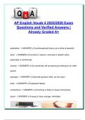 AP English Vocabulary List 4 &ndash; 2025&sol;2026 &vert; 25&plus; Verified Terms with Definitions & Examples for Exam Success &lpar;Graded A&plus;&rpar;