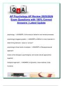 AP Psychology Review 2025&sol;2026 &ndash; 300&plus; Verified Exam Q&A on Approaches&comma; Brain Structures&comma; Memory&comma; Learning&comma; and Behavior &lpar;100&percnt; Correct Answers&rpar;