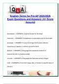 English Terms for Pre-AP 2025&sol;2026 &ndash; 42 Key Questions & Answers &vert; Figurative Language&comma; Essay Types&comma; Poetry Forms&comma; Literary Devices