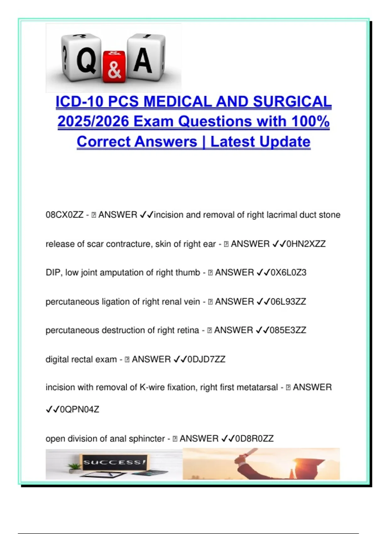 ICD-10-PCS Medical & Surgical Q&A 2025/2026 – 20+ Verified Coding ...