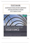 Test Bank - Psychological Testing&colon; Principles&comma; Applications&comma; and Issues&comma; 9th edition by Kaplan & Saccuzzo&comma; All 21 Chapters Covered&comma; Verified Latest Edition