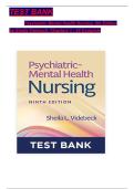 Test Bank for Psychiatric-Mental Health Nursing 9th Edition by Sheila L&period; Videbeck All Chapters &lpar;1-24&rpar; LATEST UPDATE 2025