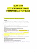 TEST BANK FOR NURS 6630 PSYCHOPHARMACOLOGY MIDTERM EXAM