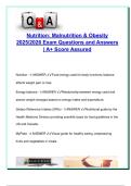 Nutrition&colon; Malnutrition&comma; Obesity & Feeding Methods &ndash; 2025&sol;2026 Exam Guide &vert; 100&plus; Solved Q&A on BMI&comma; TPN&comma; Tube Feeding&comma; Eating Disorders & Bariatric Care