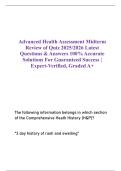 Advanced Health Assessment Midterm Review of Quiz 2025&sol;2026 Latest Questions & Answers 100&percnt; Accurate Solutions For Guaranteed Success &vert; Expert-Verified&comma; Graded A&plus;