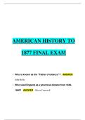 American History to 1877 Final Exam all Questions with 100&percnt; Correct Answers&period;