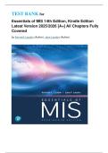 TEST BANK for Essentials of MIS 14th Edition&comma; Kindle Edition Latest Version 2025&sol;2026 &lbrack;A&plus;&rsqb; All Chapters Fully Covered by Kenneth Laudon &lpar;Author&rpar;&comma; Jane Laudon &lpar;Author&rpar; 