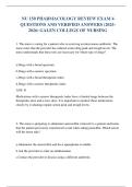 NU 150 PHARMACOLOGY REVIEW EXAM 4 QUESTIONS AND VERIFIED ANSWERS &lpar;2025-2026&rpar; GALEN COLLEGE OF NURSING