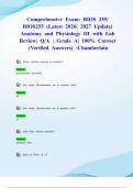 Comprehensive Exam&colon; BIOS 255&sol; BIOS255 &lpar;Latest 2026&sol; 2027 Update&rpar; Anatomy and Physiology III with Lab Review&vert; Q&sol;A &vert; Grade A&vert; 100&percnt; Correct &lpar;Verified Answers&rpar; -Chamberlain