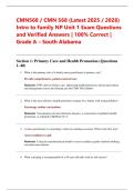 CMN568 &sol; CMN 568 &lpar;Latest 2025 &sol; 2026&rpar; Intro to Family NP Unit 1 Exam Questions and Verified Answers &vert; 100&percnt; Correct &vert; Grade A &ndash; South Alabama