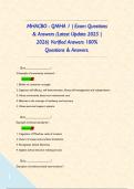 MHACBO - QMHA 1 &vert; Exam Questions & Answers &lpar;Latest Update 2025 &vert; 2026&rpar; Verified Answers 100&percnt; Questions & Answers&period;      
