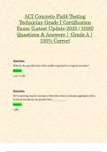ACI Concrete Field-Testing Technician Grade I Certification Exam &lpar;Latest Update 2025 &sol; 2026&rpar; Questions & Answers &vert; Grade A &vert; 100&percnt; Correct