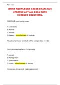 WORD KNOWLEDGE ASVAB EXAM 2025  UPDATED ACTUAL EXAM WITH  CORRECT SOLUTIONS&period;