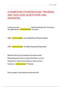 CHAMPIONS POWERHOUSE TRAINING SAE 2025-2026 QUESTIONS AND ANSWERS