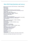 Klose MLD Study Questions and Answers