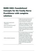 NURS 5602 Foundational Concepts for the Family Nurse Practitioner with complete solutions
