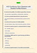 ACE Certification Exam Questions with  Detailed Verified Answers 