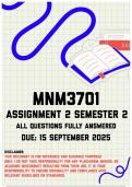 MNM3701 Assignment 2 Semester 2 Memo | Due 15 September 2025