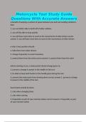 Motorcycle Test Study Guide Questions With Accurate Answers