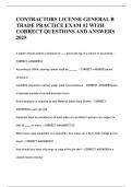 CONTRACTORS LICENSE GENERAL B TRADE PRACTICE EXAM &num;2 WITH CORRECT QUESTIONS AND ANSWERS 2025
