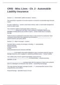 CRIS - Misc Lines - Ch&period; 2 - Automobile Liability Insurance Questions and Answers