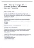 CRIS - Property Coverage - Ch&period; 3 - Covered Causes of Loss and Other Important Provisions Questions and Answers