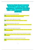 Barbering State Board Licensing  Examination&colon; Laws&comma; Rules&comma; and  Regulations- &lpar;UPDATED POLICIES&rpar;  &ast;Q&A&ast; &lpar;100&percnt; Accurate&rpar; 2025&sol;2026  &vert;VERIFIED&vert;