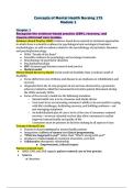 NUR175 Mental Health Module 1 Completed Study Guide