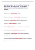 BIOTECHNOLOGY REPORT SHEET ACTUAL EXAM QUESTIONS WITH ACCURATE AND VERIFIED ANSWERS&comma;100&percnt; CORRECT&excl;&excl;&vert;&vert; LATEST UPDATE 2025&sol;26